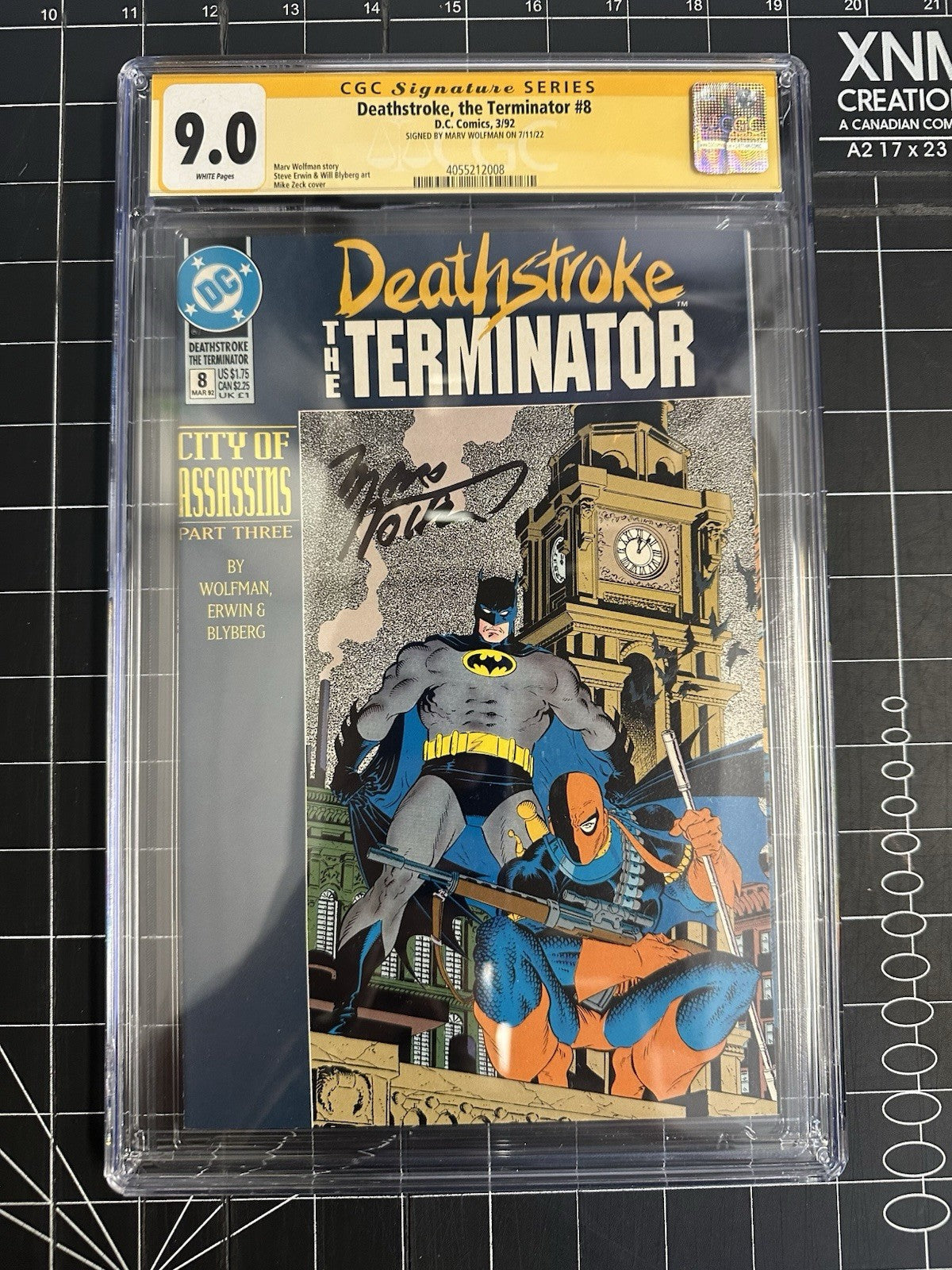 Deathstroke The Terminator #8 CGC 9.0 Signed By Marv Wolfman